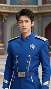 Electric Blue Suited Commander Hero In The Arena