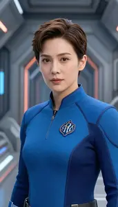 Electric Blue Suited Agent Hero On The Skyway