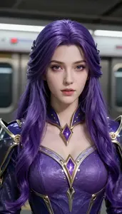 Enchanted Violet Suited Protector Hero In The Subway Station
