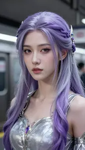 Ethereal Silver And Purple Savior Hero In The Subway Station