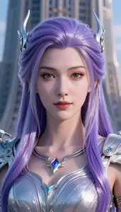 Ethereal Silver And Purple Liberator Hero In The Skyscraper
