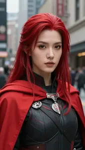 Feral Red Caped Soldier Hero In The City Street