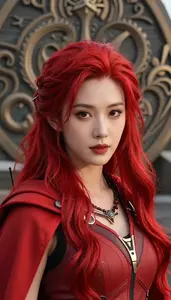 Fiery Red Caped Scout Hero On The Hilltop