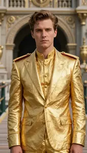 Gilded Gold Suited Commander Hero On The Pier