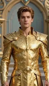 Gilded Gold Suited Protector Hero In The Valley