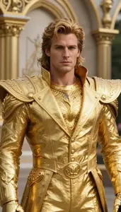 Gilded Gold Suited Titan Hero In The Park