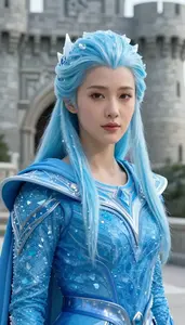 Glacial Ice Blue Caped Defender Hero At The Castle