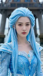 Glacial Ice Blue Caped Liberator Hero On The Pier