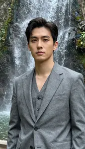 Granite Gray Suited Liberator Hero At The Waterfall