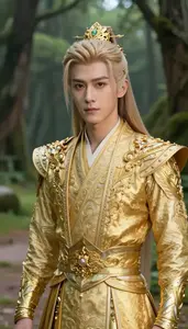 Heavenly Gold Suited Commander Hero On The Forest Trail