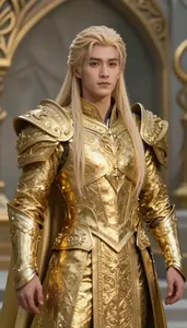 Heavenly Gold Suited Paladin Hero On The Hilltop
