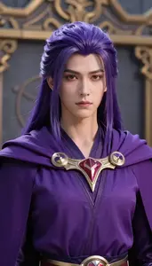 Immense Purple Caped Master Hero In The Arena