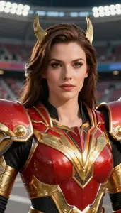 Inferno Red And Gold Crusader Hero At The Stadium