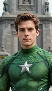 Leafy Green Suited Avenger Hero At The Historic Monument
