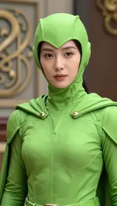 Lime Green Caped Protector Hero At The Academy