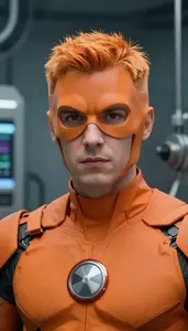 Molten Orange Caped Defender Hero In The Laboratory