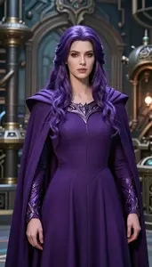 Mystical Purple Caped Colossus Hero In The Factory