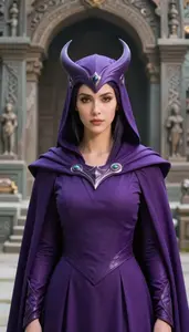 Mystical Purple Caped Harbinger Hero At The Ancient Ruins