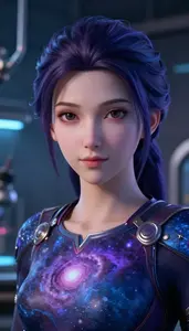 Nebula Purple And Blue Champion Hero In The Laboratory