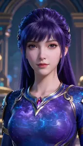 Nebula Purple And Blue Paragon Hero At The Temple