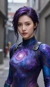 Nebula Purple And Blue Scout Hero In The Alleyway