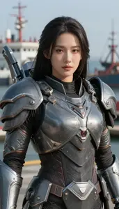 Nickel Gray Armored Harbinger Hero At The Harbor