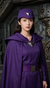 Noble Purple Caped Captain Hero In The Underground Bunker