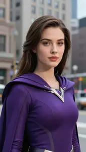 Noble Purple Caped Defender Hero In The Downtown District