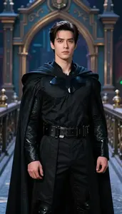 Nocturnal Black Caped Master Hero On The Bridge
