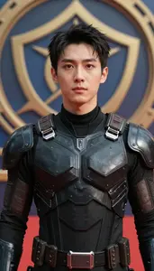 Primal Black Armored Vigilante Hero At The Academy