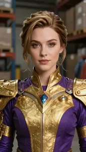 Regal Gold And Purple Agent Hero In The Warehouse