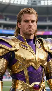 Regal Gold And Purple Colossus Hero At The Stadium