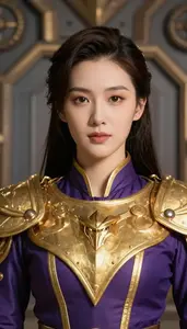Regal Gold And Purple Soldier Hero At The Industrial Complex