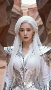 Sacred White And Silver Enforcer Hero In The Canyon