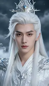 Sacred White And Silver Guardian Hero In The Storm Cloud