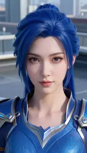 Sapphire Colored Commander Hero On The Rooftop