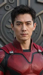 Savage Red And Black Avenger Hero On The Hilltop