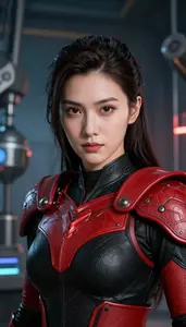 Savage Red And Black Warden Hero In The Laboratory