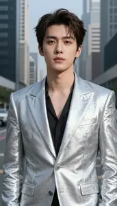 Shining Silver Suited Fighter Hero In The Downtown District
