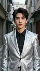 Shining Silver Suited Captain Hero In The Alleyway