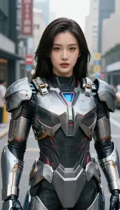 Steel Clad Fighter Hero In The City Street