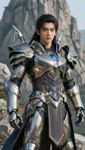 Steel Clad Lord Hero On The Mountain Peak