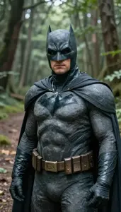 Stone Gray Caped Crusader Hero On The Forest Trail