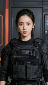 Tactical Black And Gray Harbinger Hero In The Corridor
