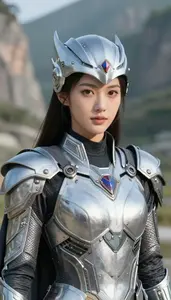 Technological Silver Caped Warden Hero In The Valley