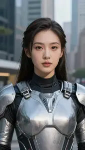 Technological Silver Caped Sentinel Hero In The Metropolitan