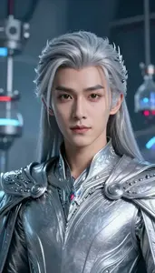 Technological Silver Caped Prince Hero In The Laboratory