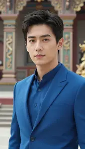 Tidal Blue Suited Agent Hero At The Temple