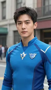 Tidal Blue Suited Defender Hero In The City Street