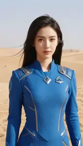 Tidal Blue Suited Enforcer Hero In The Desert Landscape